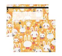 WDdZzyy Cartoon Cute White Rabbit Pencil Case Sturdy Pocket Folders for A4 Paper Letter 2 Pack Students Home