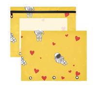 WDdZzyy Cartoon Cute White Valentine Astronaut Love Binder Pouches Clear Plastic File Folder for A4 Paper Letter 2 Pack Teacher Class