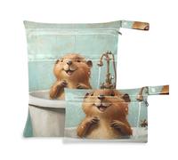 WDdZzyy Cartoon Cute Yellow Bath Otter Zippered Wet Swimsuit Bag 2 Pack Travel Essentials for Babies with Handles for Baby Diapers
