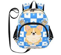 WDdZzyy Cartoon Dog Blue White Grid Cute Ears Backpack For Elementary School Leash Boy's Girl's Anti-Lost Bag Pack For School with Reflective Strip