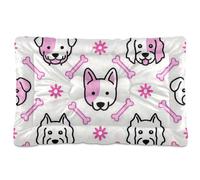 WDdZzyy Cartoon Dog Heads and Bone Simple Line Washable Dog Crate Mat Soft Anti-Slip for Medium/Large Dogs 36" x 24"