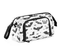 WDdZzyy Cartoon Evil Black Halloween Bat Monsters Pencil Pouches Large Capacity Pencil Bags with Zipper for School Supply