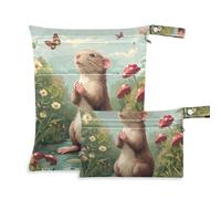 WDdZzyy Cartoon Ferret Animal River prop1 Waterproof Wet Bag 2 Pack Travel Essentials for Babies with Handles for Daycare