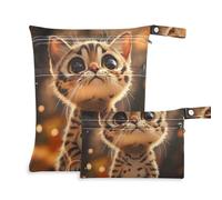 WDdZzyy Cartoon Funny Bengal Cats Grieved Reusable Bathing Suit Bags 2 Pack Travel Essentials for Flying with Handles for Travel