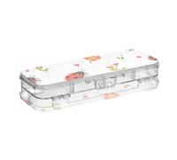 WDdZzyy Cartoon Funny Lady Bug White Plastic Pencil Box Clear Double-Deck Hard Pens Case for School with Lid