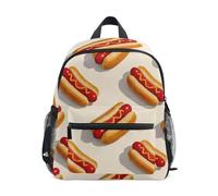 WDdZzyy Cartoon Gourmet Hot Dog c backpack for kids with leash books bag with name tag for childrens