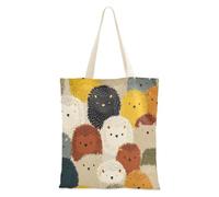 WDdZzyy Cartoon Hedgehog Colorful Cute Canvas Bags With Handles for Women With Pockets With Handles Reusable Bulk Tote Bags Birthday Gift