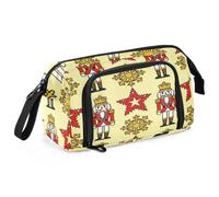 WDdZzyy Cartoon Nutcracker Soldiers Snowflake Yellow Red Pencil Pen Case Large Capacity Hard Shell Pencil Case for Preppy School