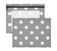 WDdZzyy Cartoon Polka Polka Dot Grey Binder Pouches Adorable 3 Hole Punch for 3 Rings Binder 2 Pack Students School Supplies
