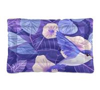 WDdZzyy Cartoon Purple Morning Glory Flowers Birds Washable Dog Cat Bed Non-Slip Soft Comfortable for Medium/Large Dogs 36" x 24"