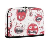WDdZzyy Cartoon Scary Monster Red and White Pencil Pen Case Large Capacity Storage Bag Sturdy Stationery Storage for Adults High School