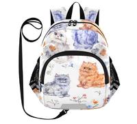 WDdZzyy Cartoon Selkirk Rex Cats White Cute Ears Backpacks For School Leash Little Girls Anti-Lost Book Bag For School with Reflective Strip