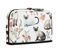 WDdZzyy Cartoon Siamese Cats White Pencil Holder Large Capacity Make Up Bag with Slot Stationery Storage for College Student Middle School