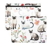 WDdZzyy Cartoon Siamese Cats White Pencil poucheses Portable Storage Bag for 3 Rings Binder 2 Pack Teacher Office