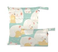 WDdZzyy Cartoon Sleeping Tasmanian Devil Light Green Mess-Proof Gym Clothes Bag 2 Pack Wet Bag for Swimsuit with Handles for Bathing