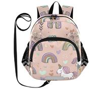 WDdZzyy Cartoon unicorns Rainbow Pink Cute Ears School Kid Backpack Leash Boy's/Girl's Anti-Lost Sports Backpack with Reflective Strip