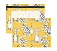 WDdZzyy Cartoon Wine Light Yellow Pattern Pencil Bags 3-Holes Pen Holder Case for A4 Paper Letter 2 Pack Teacher Home