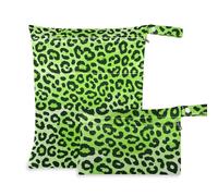 WDdZzyy Cheetah Fur Skin Gradient Fluorescent Green Washable Baby Wet Bag 2 Pack Travel Essentials for Babies with Handles for Yoga