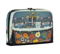 WDdZzyy Chic Russian Blue Cats Retro Bathtub Pencil Case Bag Large Capacity Makeup with Zipper Coin for Adolescentes School