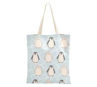 WDdZzyy Childish Penguin Grey Beige Canvas Bag For Women Teacher Gift Tote Bag Bulk