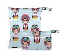 WDdZzyy Chinese Cultural Roles Peking Opera Blue Zippered Waterproof Dry Bag 2 Pack Travel Essentials for Flying with Handles for Travel
