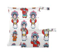 WDdZzyy Chinese Cultural Roles Peking Opera White Washable Bag for Traveling 2 Pack Travel Essentials for Baby with Handles for Gym