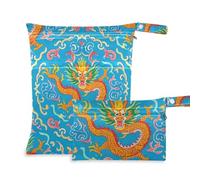 WDdZzyy Chinese Culture Dragon Pattern Blue prop1 Bag for Wet 2 Pack Travel Essentials for Flying with Handles for Yoga