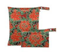 WDdZzyy Chinese Culture Red Pattern Waterproof Bags for Swimmers 2 Pack Travel Essentials for Baby with Handles for Beach