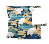 WDdZzyy Chinese Retro Cloud Crane Blue Zippered Bathing Suit Bags 2 Pack Diaper Bag Essential Items with Handles for Pool