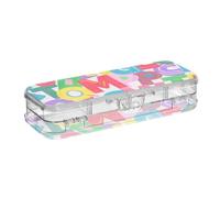 WDdZzyy Colorful Cartoon Alphabet Cute Plastic Pencils Box Clear Double-Deck Pens Case Hard for Stationery Supplies with Lid