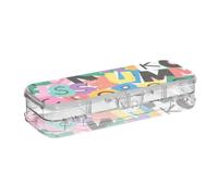 WDdZzyy Colorful Cartoon Alphabet Plastic Pencil Box Clear Double-Deck Pens Marker Case for Kids with Snap-Tight Lid