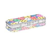 WDdZzyy Colorful Cartoon Dice Clear Pencils Box Double Deck Pen Storage Containers for Art Supplies with Snap and Lid