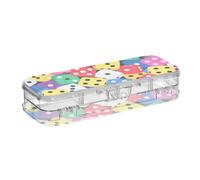 WDdZzyy Colorful Cartoon Dice Clear Pencils Box Double Layer Hard Pens Case for Kids with Snap Lid