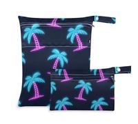 WDdZzyy Colorful Fluorescent Neon Beach Coconut Trees prop1 Bag for Traveling 2 Pack Travel Essentials for Flying with Handles for Daycare