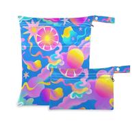WDdZzyy Colorful Star Sun Abstract Pattern prop1 Wet Clothes Bag 2 Pack Travel Essentials for Flying with Handles for Pool