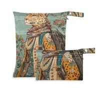 WDdZzyy Court Style Leopard Splendid Waterproof Baby Wet Bag 2 Pack Travel Essentials for Flying with Handles for Pool