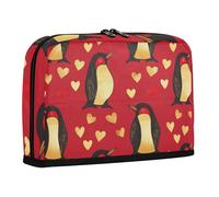 WDdZzyy Cute Animal Penguin Heart Gold Valentine Pencil Box Large Capacity Pen Bag with Slot Stationery Storage for Kids Office