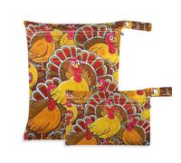 WDdZzyy Cute Cartoon Animal Turkey Washable Wet Bag 2 Pack Wet Bag for Swimsuit with Handles for Travel