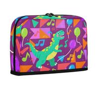 WDdZzyy Cute Cartoon Dinosaur Party Purple Pencil Bag Large Capacity Make Up Bag Zippered Organizer Box for College Student Preppy School