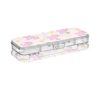 WDdZzyy Cute Cartoon Pink Rainbow Horse Clear Pencils Box Double-Deck Transparent Pens Case for Kids with Snap Lid