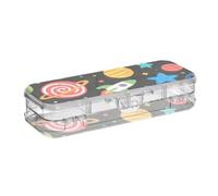 WDdZzyy Cute Cartoon Planet Clear Plastic Pencil Box Double Layer Storage Pens Case for Craft Art with Lid