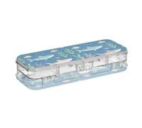 WDdZzyy Cute Cartoon Shark Fish Pencil Storage Box Clear Double-Deck Transparent Hard Pens Case for Stationery Supplies with Lid