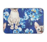 WDdZzyy Cute Devon Rex Cats Royal Blue Summer cat blankets for indoor Self Cooling 38" x 23" cooling matt for rabbits travel cordless camas frias para perros M