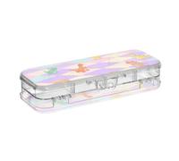 WDdZzyy Cute Dinosaur Cartoon Illustration Clear Pencil Plastic Box Double-Deck Transparent Pens Case for Kids with Lid