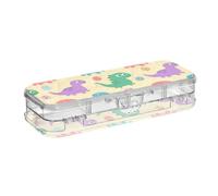 WDdZzyy Cute Dinosaur Cartoon Illustration Plastic Pencil Box Clear Double-Deck Pens Boxes Case for School with Snap Lid