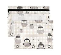 WDdZzyy Cute Grey Cartoon Penguins Pencil case 3 Rings with Clear Window Color Pencil case Big Capacity 2 PCS for Classroom School Office Supplies