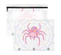 WDdZzyy Cute Pink Spider Web Star White Pink Binder Pencil poucheses 3-Holes Storage Bag for A4 Paper Letter 2 Pack Teacher Home