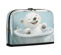 WDdZzyy Cute Polar Bear Retro Bathtub Pencil Case Holder Large Capacity Makeup Bags Slim Stationery Bag for Boys School Supplies