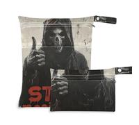 WDdZzyy Death God Skull Gothic Zippered Bags for Wet 2 Pack Travel Essentials for Babies with Handles for Baby Diapers