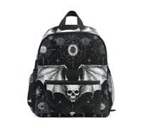 WDdZzyy Evil Skull Black Gothic kids backpacks for school boys leash books bag with name tag for child